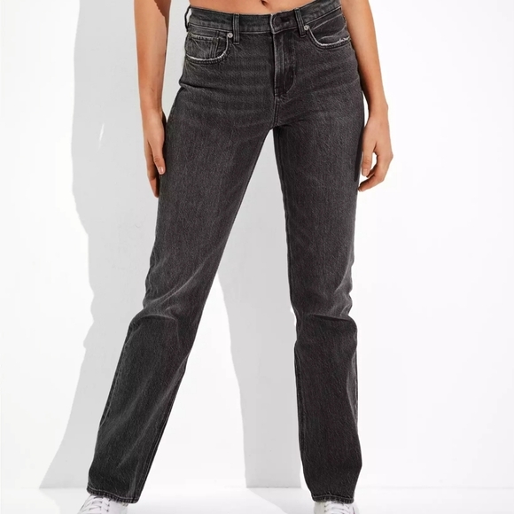 NWT American Eagle 90s Bootcut Jeans Black Wash Size 8 Short - Picture 1 of 11